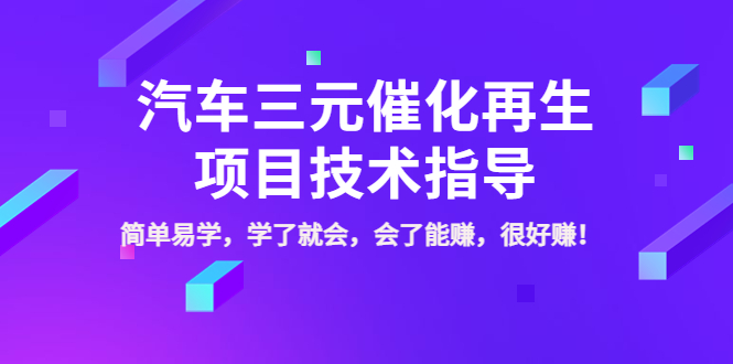 （3746期）汽车三元催化再生项目技术指导，简单易学，学了就会，会了能赚，很好赚！-副业城