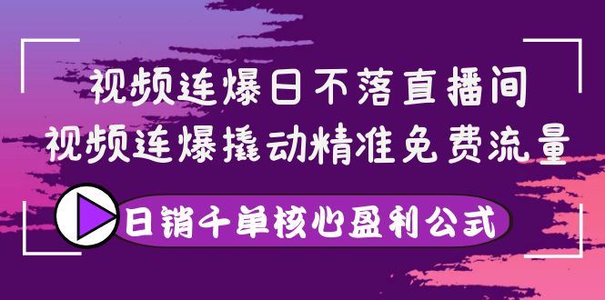 （3786期）视频连爆日不落直播间，视频连爆撬动精准免费流量，日销千单核心盈利公式-副业城