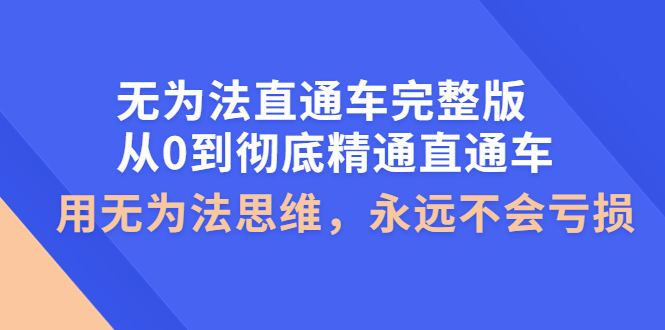 （3921期）无为法直通车完整版：从0到彻底精通直通车，用无为法思维，永远不会亏损-副业城