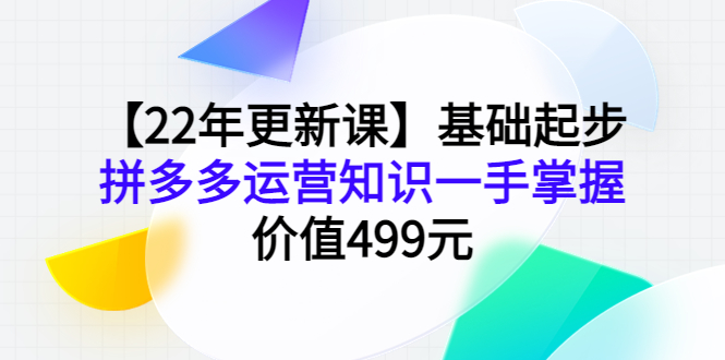 （3963期）【22年更新课】基础起步，拼多多运营知识一手掌握，价值499元-副业城