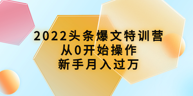（3985期）2022头条爆文特训营：从0开始操作，新手月入过万（16节课时）-副业城