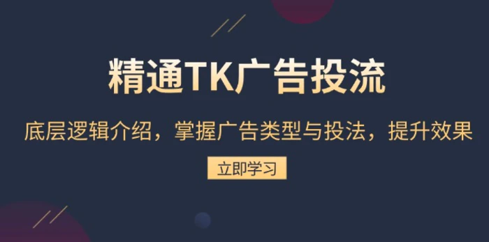 （13641期）精通TK广告投流：底层逻辑介绍，掌握广告类型与投法，提升效果-副业网