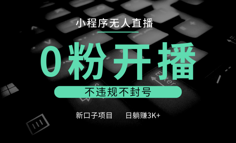 小程序无人直播，0粉开播，不违规不封号，新口子项目，小白日躺赚3K+-副业城