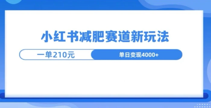 小红书减肥赛道新玩法，引流私域变现嘎嘎猛-副业城