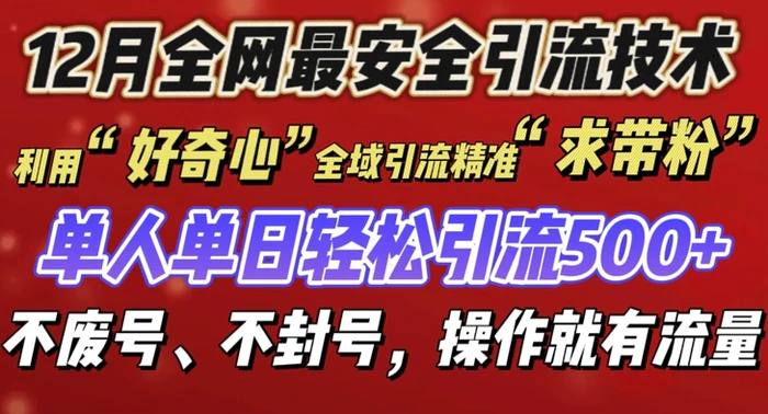 12 月份全网最安全引流创业粉技术来袭，不封号不废号，有操作就有流量-副业城