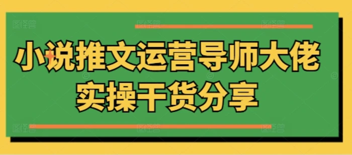小说推文运营导师大佬实操干货分享-副业网