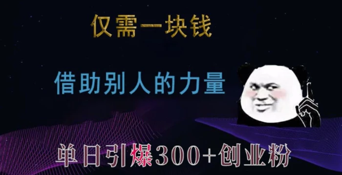 仅需一块钱，借助别人的力量，单日引爆300+创业粉、兼职粉-副业城