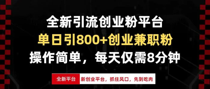 （13695期）全新引流创业粉平台，单日引800+创业兼职粉，抓住风口先到吃肉，每天仅需8分钟-副业城