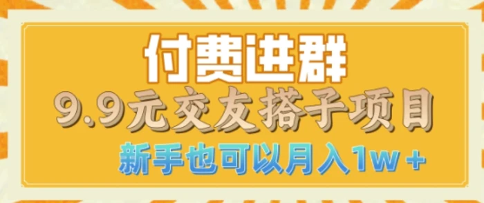付费进群9.9交友搭子项目，熟练可矩阵操作，月收益过W-副业网