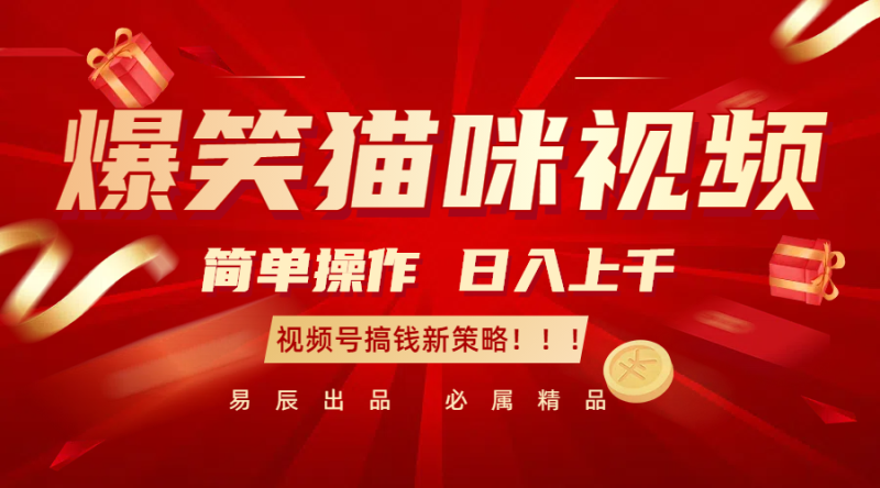 爆笑猫咪视频：简单操作，日入过千，视频号搞钱新策略！-副业网