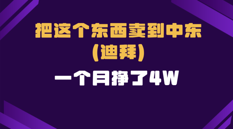 （13740期）跨境电商一个人在家把货卖到迪拜，暴力项目拆解-副业城