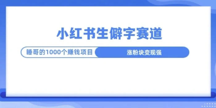 小红书生僻字玩法，快速涨分变现详解-副业网