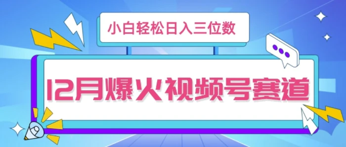 12月视频号爆火赛道，小白无脑操作，也可以轻松日入三位数-副业城