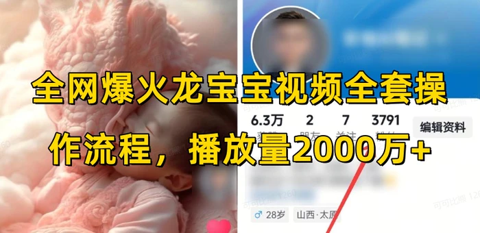 全网爆火龙宝宝视频全套操作流程，播放量2000万+-副业城