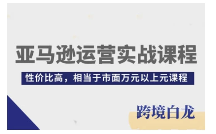 亚马逊运营实战课程，亚马逊从入门到精通，性价比高，相当于市面万元以上元课程-副业网