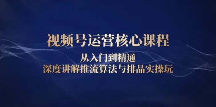 视频号运营核心课程，从入门到精通，深度讲解推流算法与排品实操玩-副业网