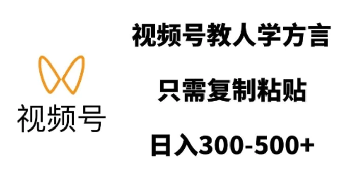 视频号教人学方言，只需复制粘贴，日入多张-副业网