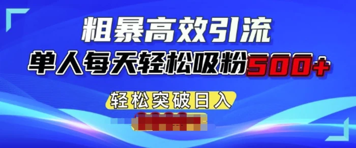 粗暴高效引流，单人每天轻松吸粉500+，轻松突破日入多张-副业城