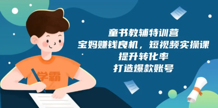 （13899期）童书教辅特训营，宝妈赚钱良机，短视频实操课，提升转化率，打造爆款账号-副业城