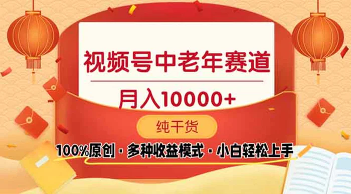 （13905期）视频号中老年赛道 100%原创 手把手教学 新号3天收益破百 小白必备-副业网