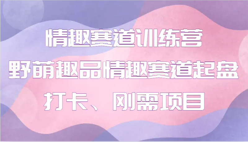 情趣赛道训练营 野萌趣品情趣赛道起盘打卡、刚需项目-副业城