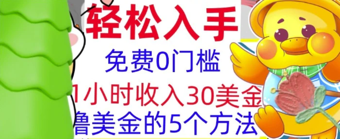 免费撸美刀的5个方法，1小时收入30美刀，0门槛，轻松入手-副业城