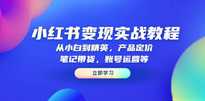 （13923期）小红书变现实战教程：从小白到精英，产品定价，笔记带货，账号运营等-副业网