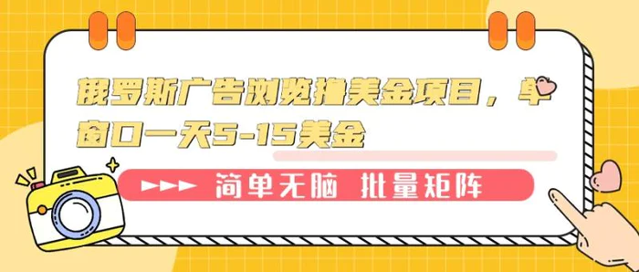 （13929期）俄罗斯广告浏览撸美金项目，单窗口一天5-15美金-副业城