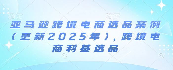 亚马逊跨境电商选品案例(更新2025年)，跨境电商利基选品-副业网