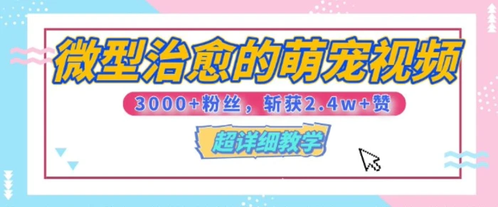 【揭秘】微型治愈的萌宠视频，3000+粉丝，6秒的视频斩获2.4w+赞【附详细教程】-副业网