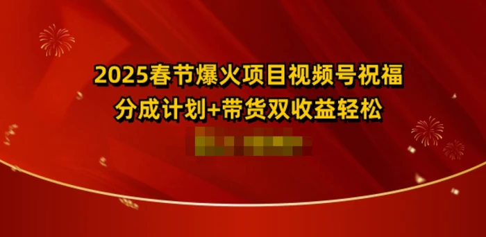2025春节爆火项目视频号祝福，分成计划+带货双收益，轻松日入多张-副业网