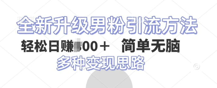 全新升级男粉引流方法，不需要真人出境，不需要你有才艺，二创风格 简单暴力-副业网