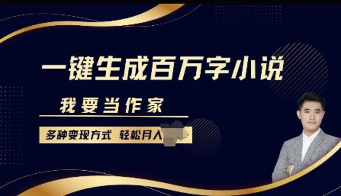 我要当作家，一键生成百万字小说，多种变现方式，轻松月入过W+-副业网