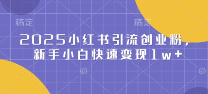 2025小红书引流创业粉，新手小白快速变现1w+-副业城