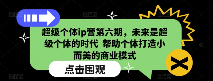 超级个体ip营第六期，未来是超级个体的时代  帮助个体打造小而美的商业模式-副业城