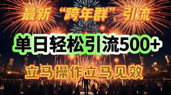 最新跨年群引流，单日轻松引流500，立马操作立马见效-副业网