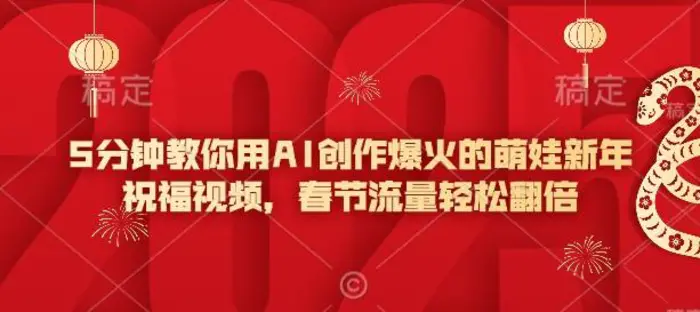 5分钟教你用AI创作爆火的萌娃新年祝福视频，春节流量轻松翻倍-副业城