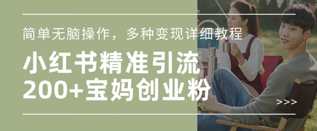 小红书混剪日引200+宝妈创业粉，简单无脑操作，多种变现详细教程-副业网