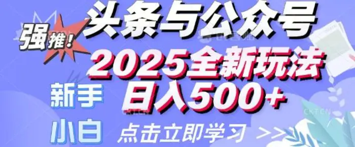 头条与公众号2025全新玩法日入多张 小白新手都可以轻松上手 操作简单-副业网