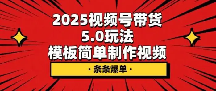 2025视频号带货5.0玩法，模板简单制作视频，条条爆单-副业城