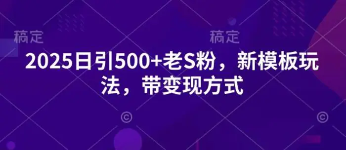 2025日引500+老S粉，新模板玩法，带变现方式-副业城