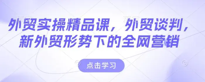 外贸实操精品课，外贸谈判，新外贸形势下的全网营销-副业城