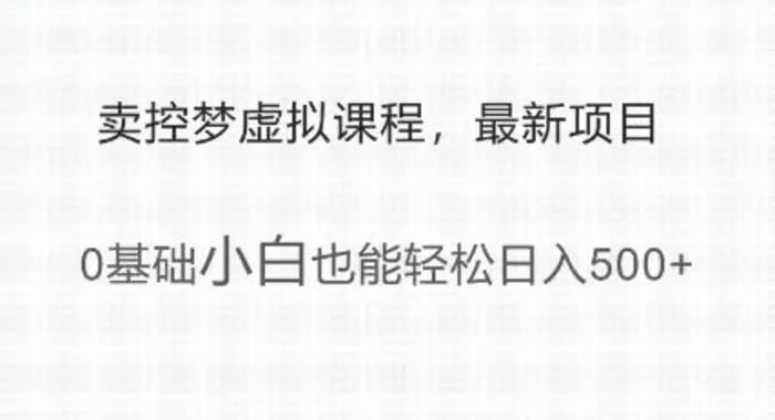 最新小众项目，利用人们猎奇的心理卖控梦虚拟课程，0基础小白也能轻松日入多张-副业城