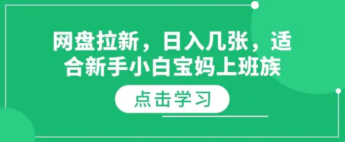 网盘拉新，日入几张，适合新手小白宝妈上班族-副业城