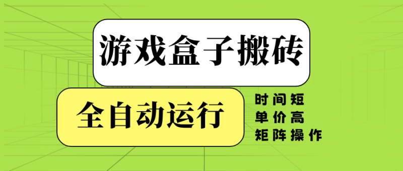 （14141期）游戏盒子全自动搬砖，时间短、单价高，矩阵操作-副业城