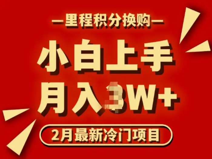 2月最新冷门项目，里程积分兑换机票项目，月入过W-副业城