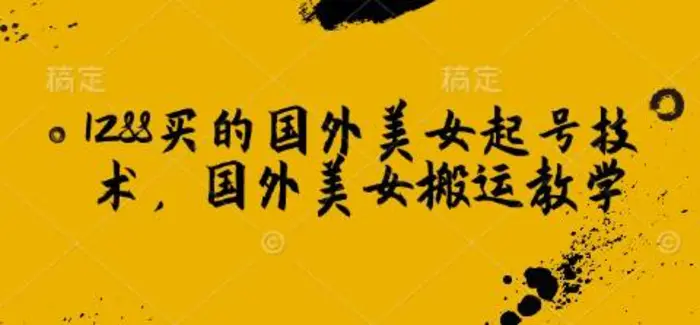 1288买的国外美女起号技术，国外美女搬运教学-副业城