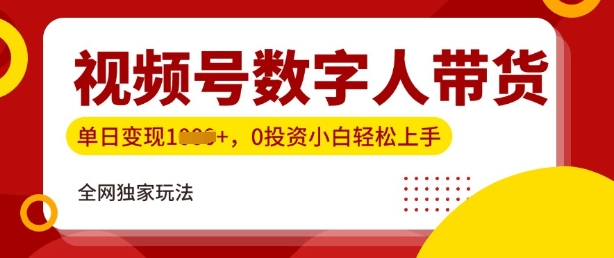 最新视频号数学人带货实操玩法，新手单日轻松多张，全程干货-副业城
