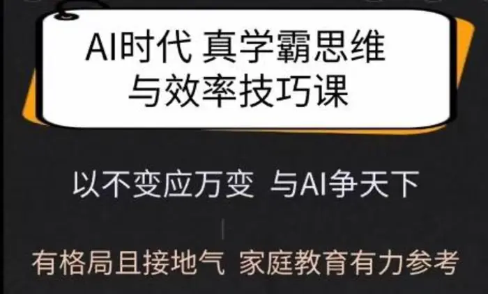 Ai时代真学霸思维与学习方法课，有格局且接地气，家庭教育有力参考-副业城