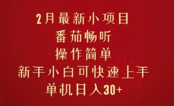 2月最新小项目，番茄畅听，操作简单，新手小白可快速上手，单机日入30+-副业城